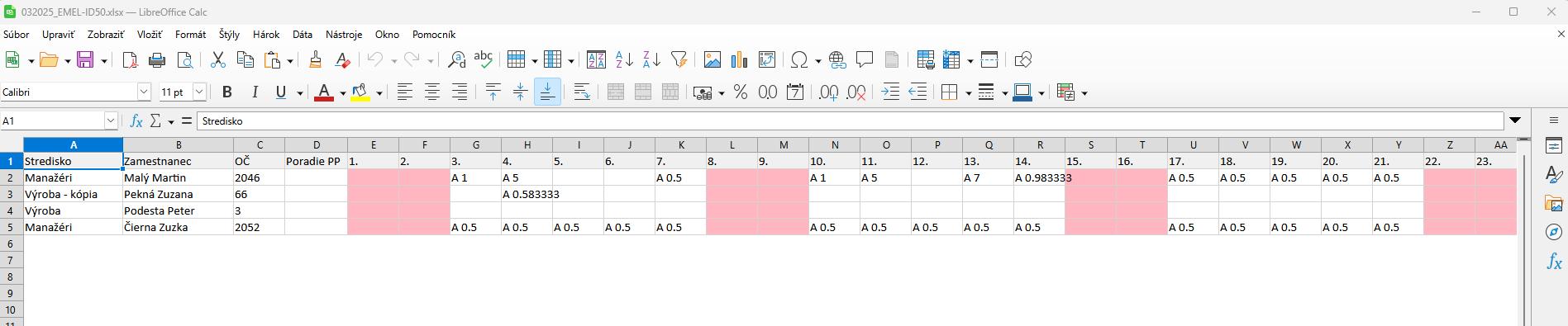 Emel - výstupný súbor