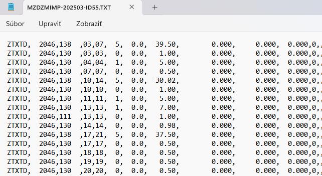 Helios W - výstupný súbor