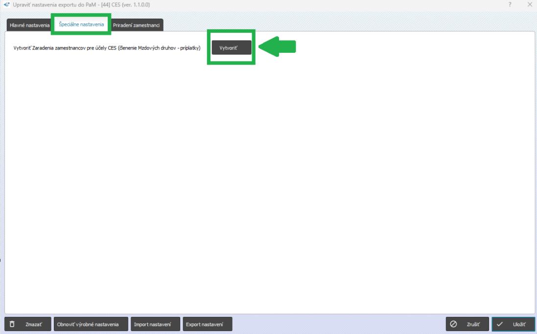 CES - špeciálne nastavenie