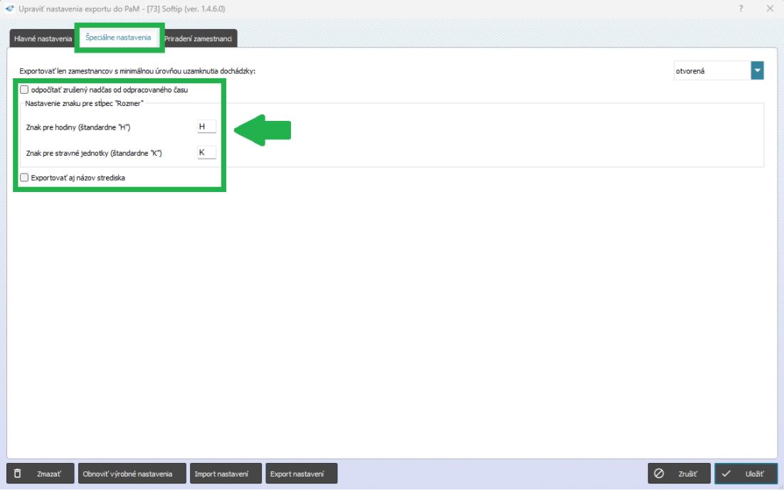 Softip - Špeciálne nastavenia