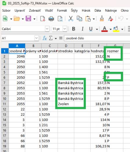 Softip - Špeciálne nastavenia - prejavené vo výstupnom súbore