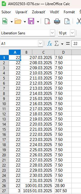Sunsoft - Výstupný súbor v xlsx