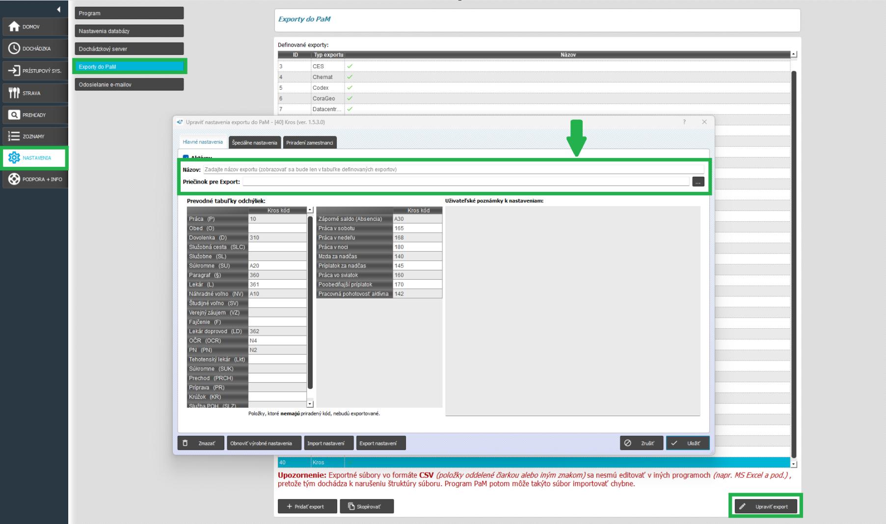 Nastavenie nového exportného mostíka