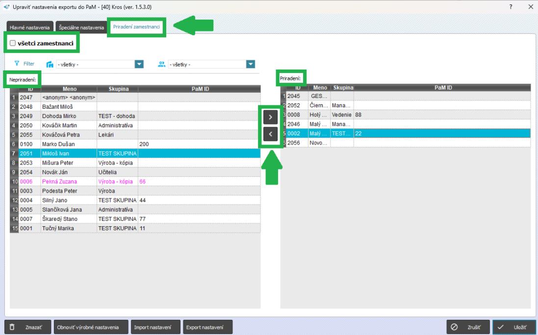 Nastavenie všetci zamestnanci - neaktívny