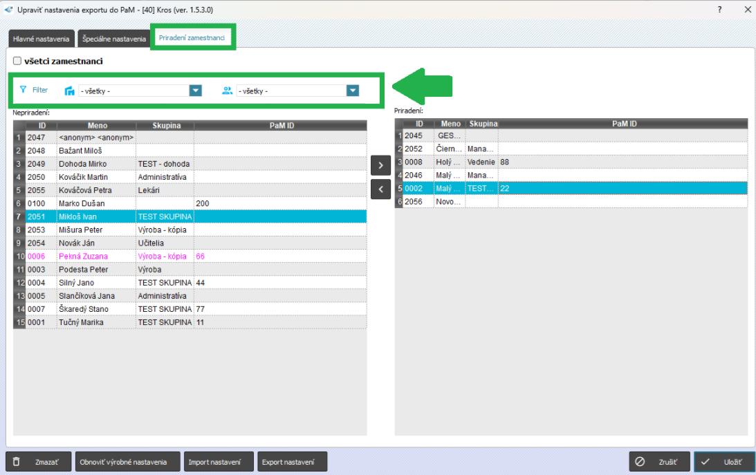 Filtre v exportných mostíkoch