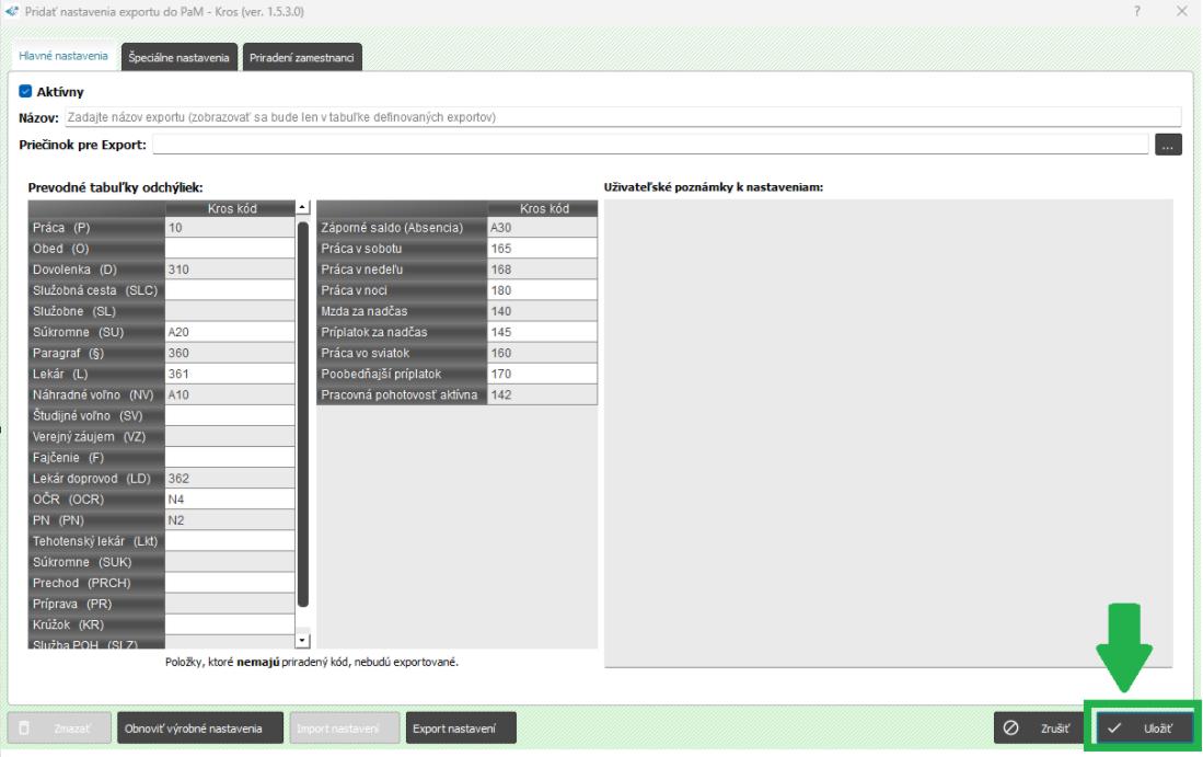 Exportné mostíky - pridať export - vytvorenie nového mostíka - uložiť