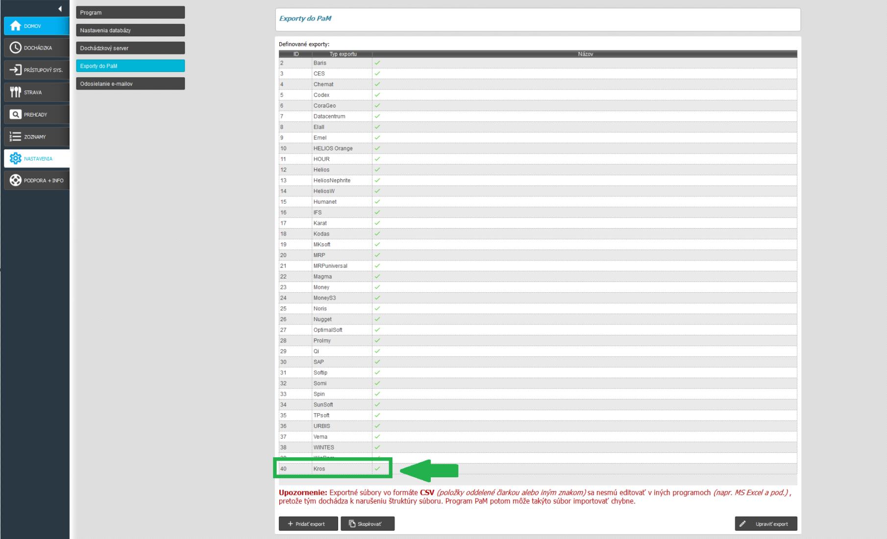 Nový exportný mostík v zozname