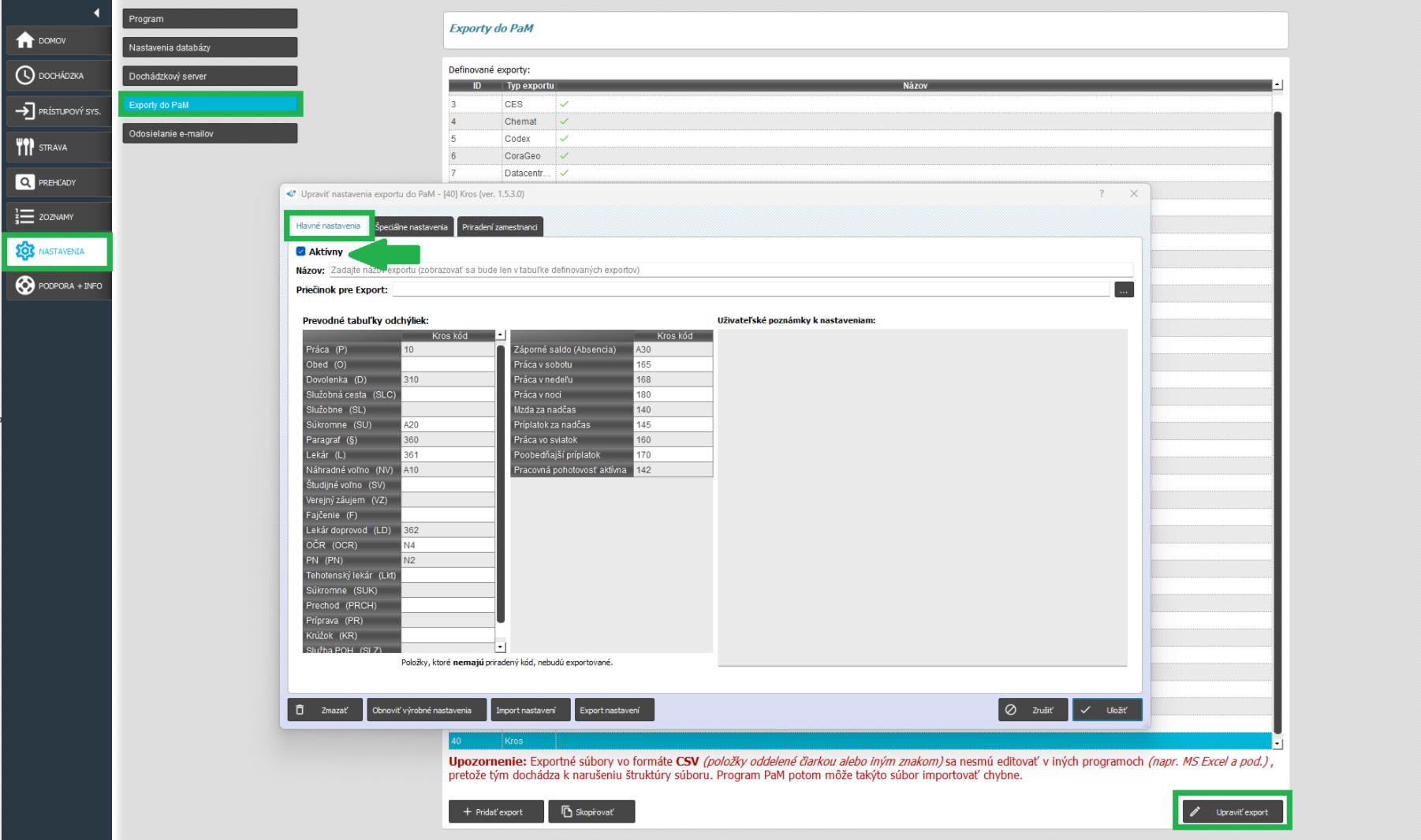 Aktivácia exportného mostíka