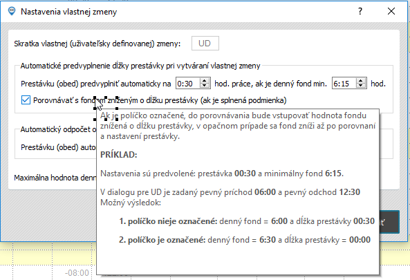 doplnujuce nastavenie automatickeho vyplnania prastavky vlastna zmena