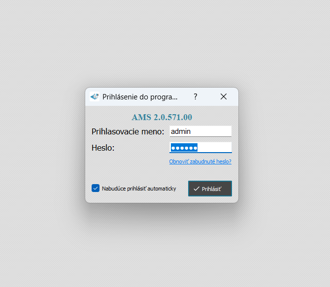 Prihlásenie po aktualizácii