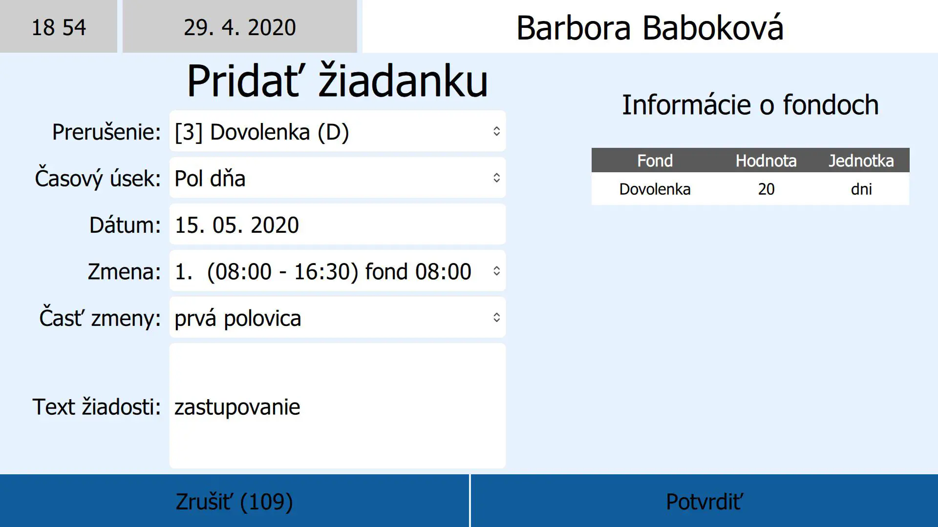Kiosk vytvorenie žiadanky