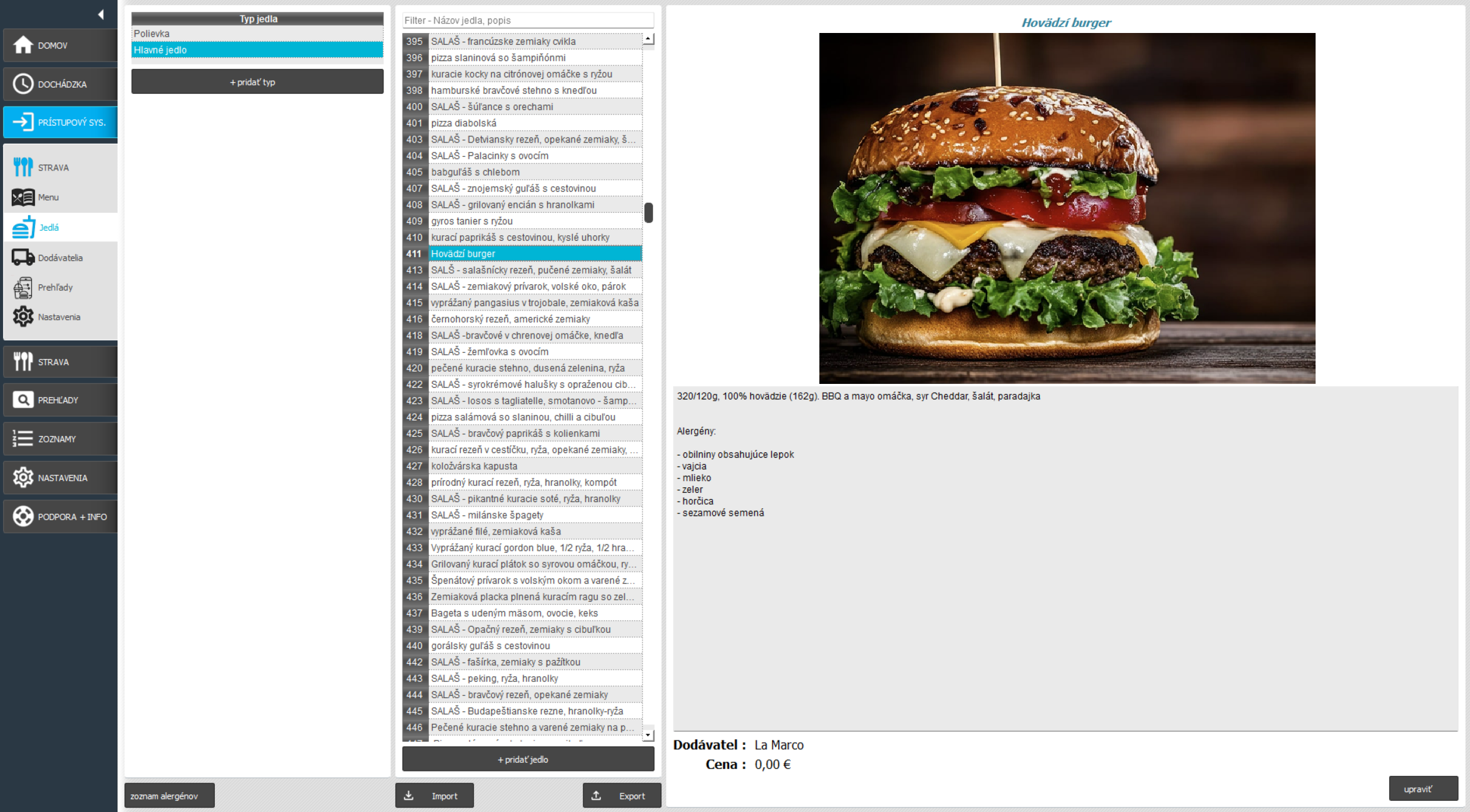 Stravovací systém jedlá