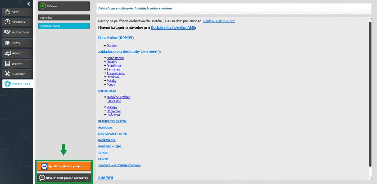 Zobrazenie vzdialenej podpory v systéme AMS